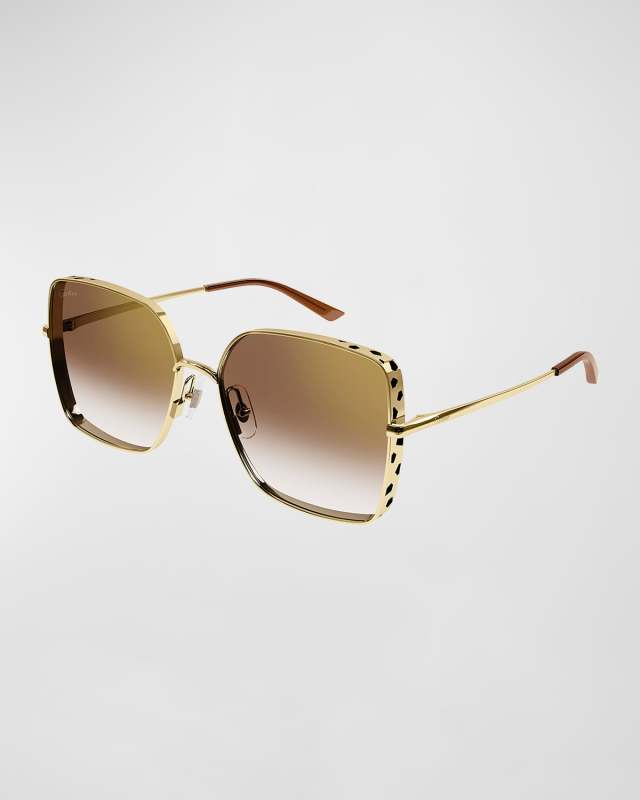 Oversized Rectangle Metal Sunglasses